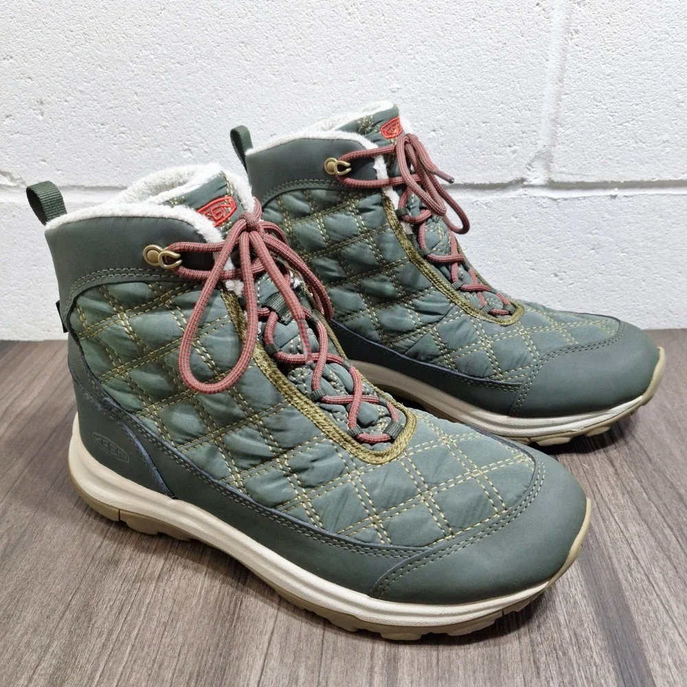 KEEN Women's 10 Terradora II Ankle Pull-On Waterproof Winter Boots Green 1025529